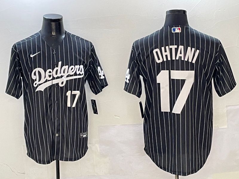 Men Los Angeles Dodgers #17 Ohtani Black Stripe Jointly Name 2025 Nike MLB Jersey style 9->detroit tigers->MLB Jersey
